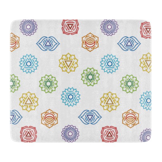 Chakra Energy Glass Cutting Board Schneidebrett (Vorderseite)