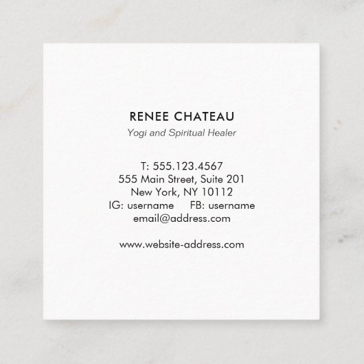 Chakra Energy Healer Business Card Quadratische Visitenkarte (Rückseite)