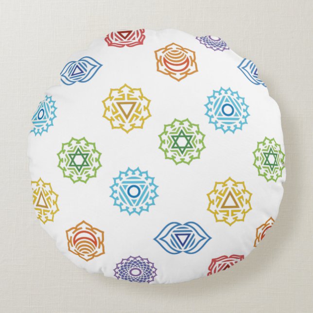 Chakra Energy Round Pillow Rundes Kissen (Vorderseite)