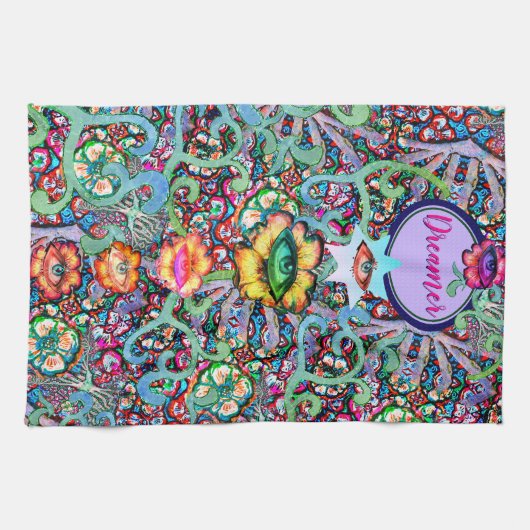 Chakra Floral Dreamer farbenfroh ungewöhnlich myst Geschirrtuch (Horizontal)