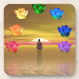 Chakra goldfarbener Hintergrund Kosmos Getränkeuntersetzer