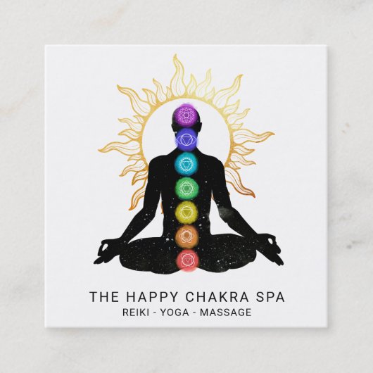 *~* Chakra Heilmedizin Sun Lotus Pose Mann Quadratische Visitenkarte (Vorderseite)