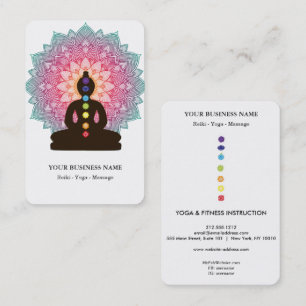 Chakra-Heilungsmeditation Lotus-Pose Mann Mandala Visitenkarte