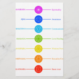 Chakra Ikonen mit jeweiligen Farben Briefpapier