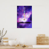 Chakra knowledge seven chakras symbols purple wall poster (Küche)