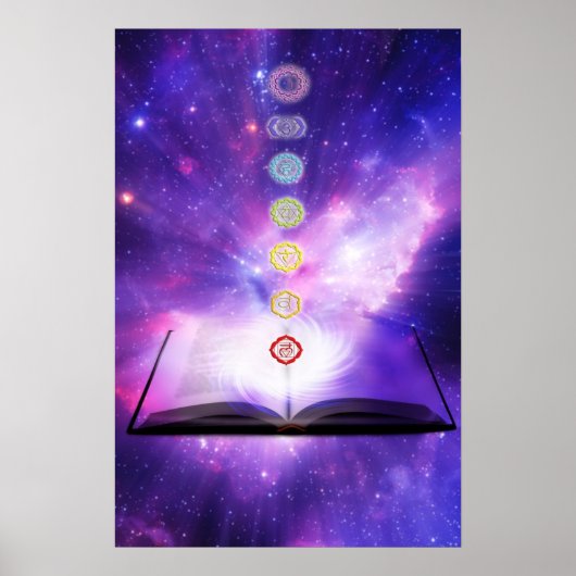 Chakra knowledge seven chakras symbols purple wall poster (Vorne)