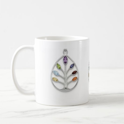 Chakra-Lebensbaum-Anhänger Silber Kaffeetasse (Links)