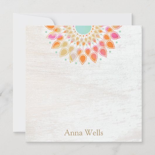 Chakra Lotus Blume Floral Mandala Mitteilungskarte (Vorderseite)