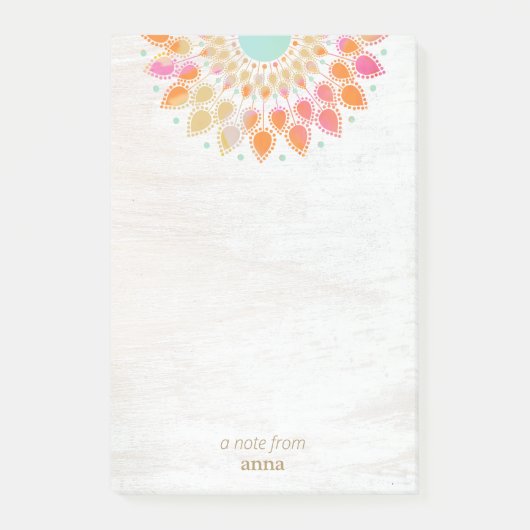 Chakra Lotus Blume Mandala Floral Notepad Post-it Klebezettel (Vorderseite)