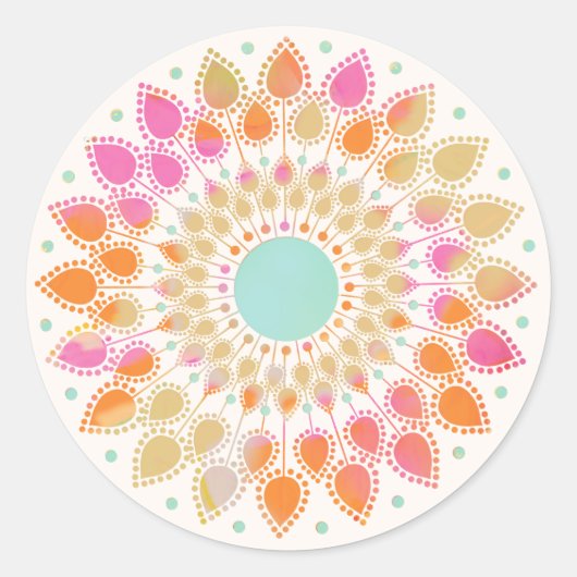 Chakra Lotus Blume Mandala Runder Aufkleber (Vorderseite)