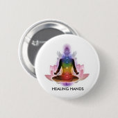 CHAKRA LOTUS PERSON, HEILENDE HÄNDE BUTTON (Vorne & Hinten)