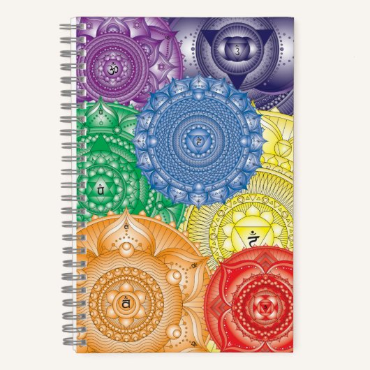 Chakra Mandala Collage Multi-Color-Notebook Notizblock (Vorderseite)