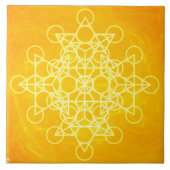Chakra Mandala-heilige Geometrie-helles Gelb Fliese (Vorderseite)