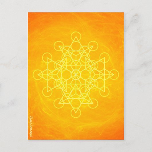 Chakra Mandala-heilige Geometrie-helles Gelb Postkarte (Vorderseite)