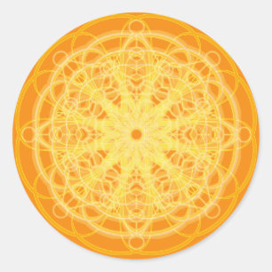 Chakra Mandala-heilige Geometrie-Leuchtorange Runder Aufkleber