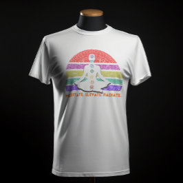 Chakra Meditation Yoga Rainbow Sunset T-Shirt