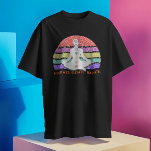 Chakra Meditation Yoga Rainbow Sunset T-Shirt