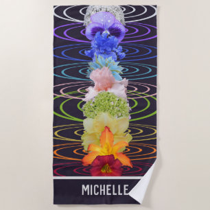 Chakra Rainbow Blume Custom Beach Handtuch
