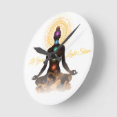 Chakra Silhouette Golf Balls – Let Your Light Shin Runde Wanduhr (Winkel)