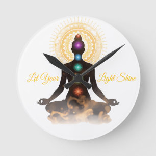 Chakra-Silhouette-Golfbälle – Lass Dein Licht Sche Runde Wanduhr
