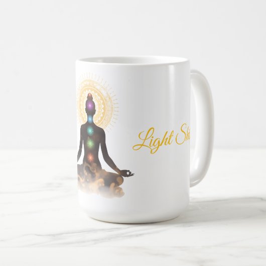 Chakra Silhouette – Let Your Light Shin Kaffeetasse (VorderseiteRechts)