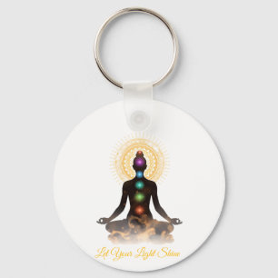 Chakra-Silhouette-Tischplakette mit Staffelei Schlüsselanhänger