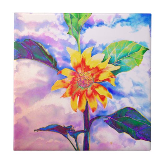 Chakra Sonnenblume Fliese (Vorderseite)