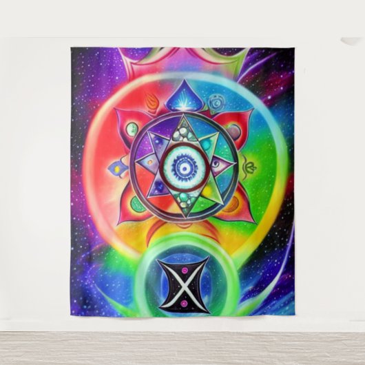 Chakra Symbol Tapestry Wandteppich (Vorderseite)