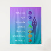 Chakra Tree Pose: Spirituelle Kunst Yoga Meditatio Wandteppich (Vorderseite)