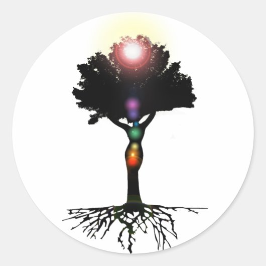Chakra Tree Runder Aufkleber (Vorderseite)