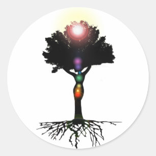 Chakra Tree Runder Aufkleber
