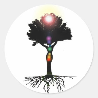 Chakra Tree Runder Aufkleber