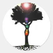 Chakra Tree Runder Aufkleber (Vorderseite)
