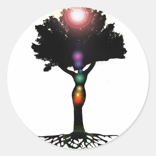 Chakra Tree Runder Aufkleber (Vorderseite)