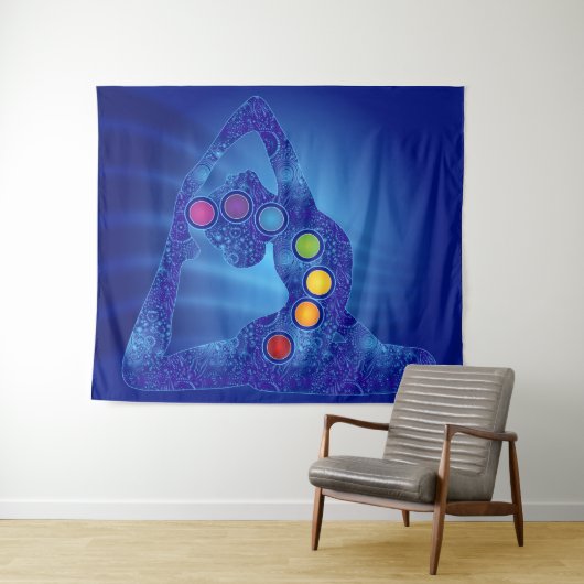 Chakra Yoga Pose Tapestry Wandteppich (Beispiel (Horizontal))