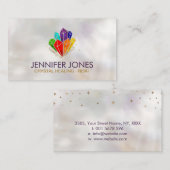 Chakras Crystals Cluster über Perlmutt Visitenkarte (Vorne/Hinten)