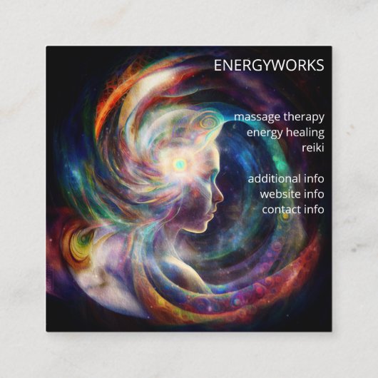 Chakras | Humane Auras | Energieheiler Quadratische Visitenkarte (Rückseite)