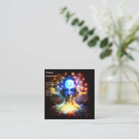 Chakras | Humane Auras | Energieheiler Quadratische Visitenkarte (Stehend Vorderseite)