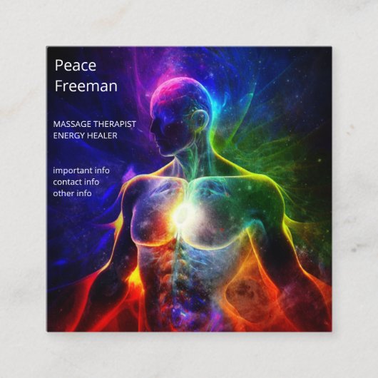 Chakras | Humane Auras | Energieheiler Quadratische Visitenkarte (Vorderseite)