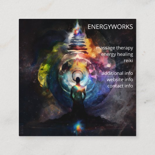 Chakras | Humane Auras | Energieheiler Quadratische Visitenkarte (Rückseite)