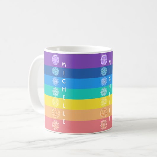 Chakras Rainbow Seven Mandalas Kaffeetasse (Vorderseite Links)