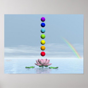 Chakras und Regenbogen - 3D-Darstellung Poster