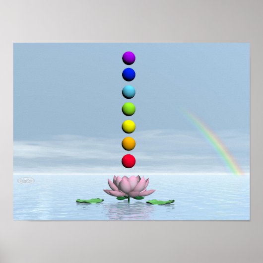 Chakras und Regenbogen - 3D-Darstellung Poster (Vorne)