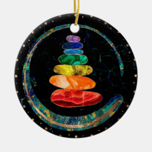 Chakras Zen Stones und Enso-Kreis Keramik Ornament