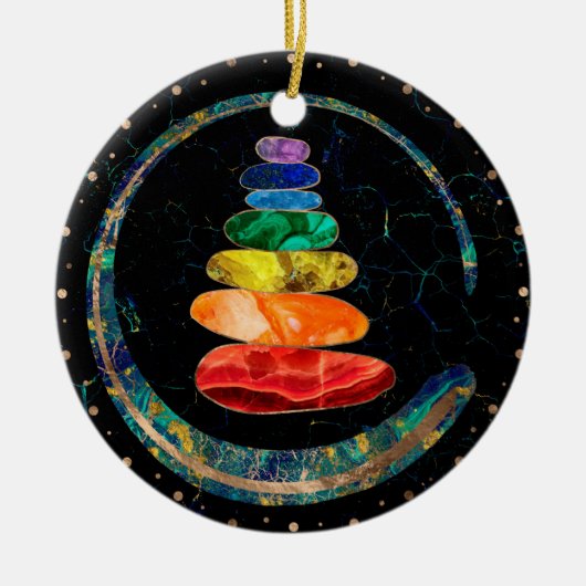 Chakras Zen Stones und Enso-Kreis Keramik Ornament (Vorne)