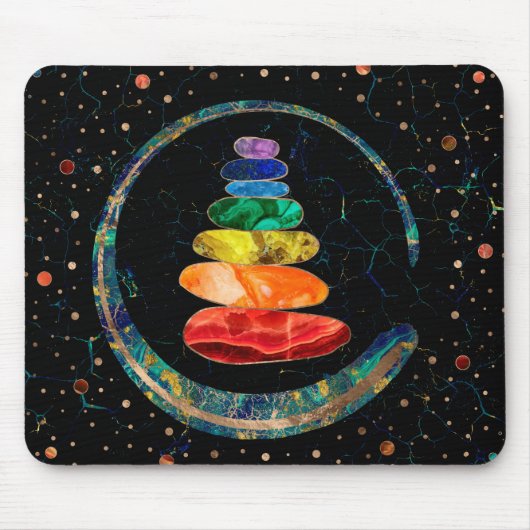 Chakras Zen Stones und Enso-Kreis Mousepad (Vorne)