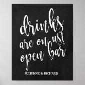 Chalboard Wedding Open Bar 8x10 Sign Poster (Vorne)