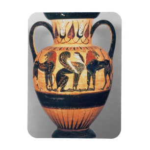 Chalcidian schwarze Zahl Amphora, der eine Sphinx Magnet