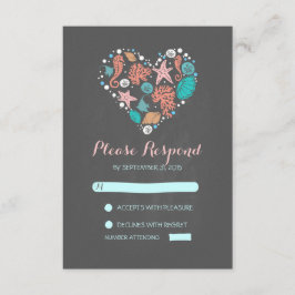 Chalet Strand Herz lässig Hochzeit RSVP Karten