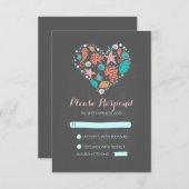 Chalet Strand Herz lässig Hochzeit RSVP Karten (Vorne/Hinten)